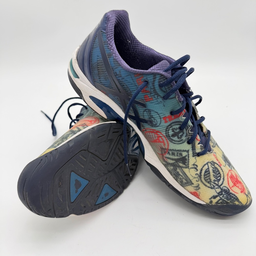 Asics Gel-Solution Speed 3 Mens 11.5 Tennis Shoes Paris Passport Stamp NavyBlue